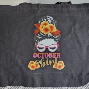 October Girl Black Tote Bag